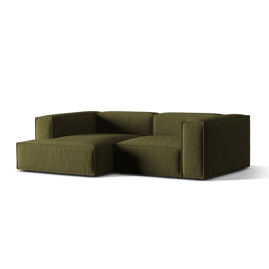 Nuria Ecksofa Links, mit Bezug aus Samt (ParFor) in Moss Green Melange, 147x252 cm – Bild 3