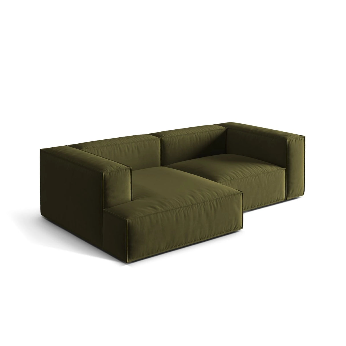 Nuria Ecksofa Links, mit Bezug aus Samt (ParFor) in Moss Green Melange, 147x252 cm – Bild 4