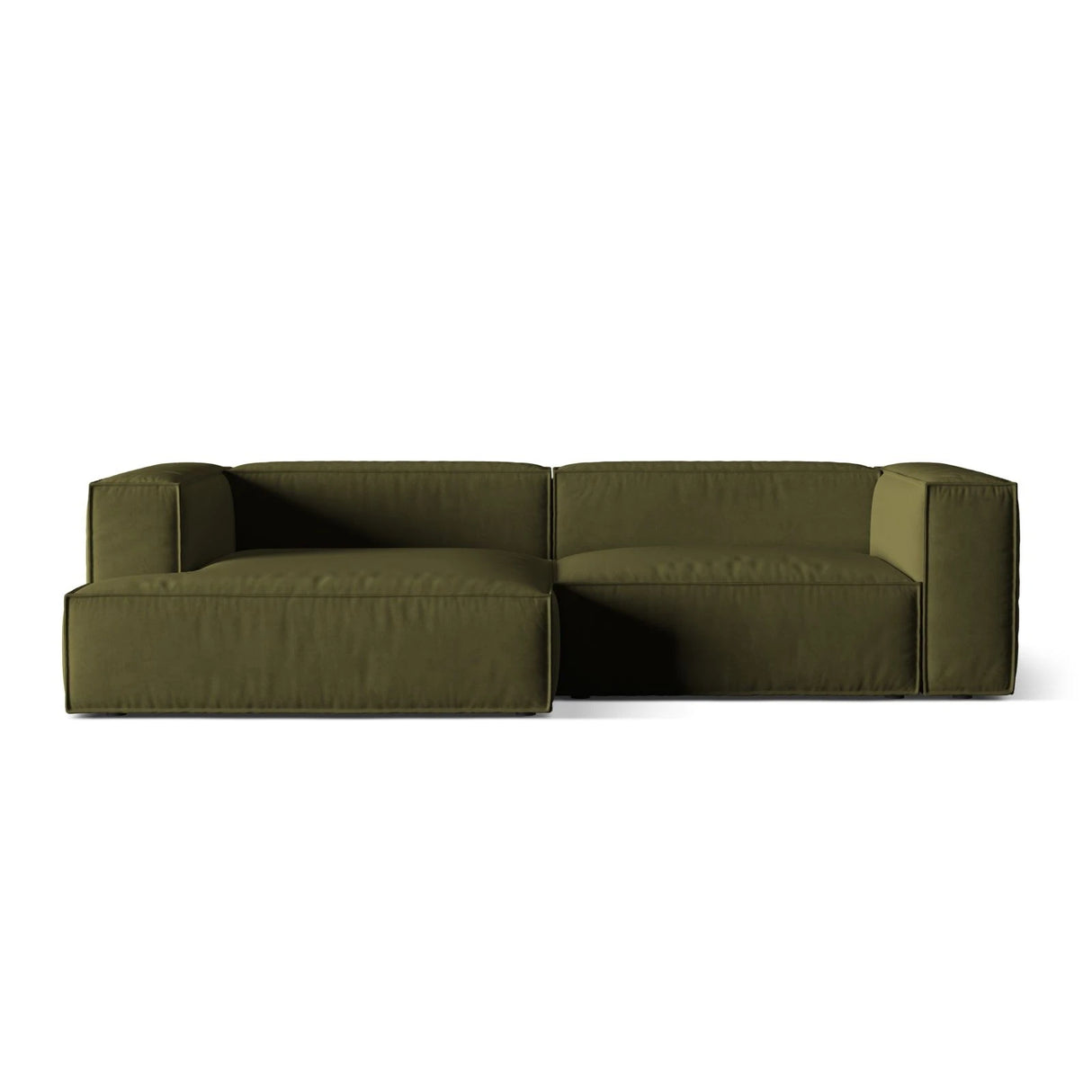 Nuria Ecksofa Links, mit Bezug aus Samt (ParFor) in Moss Green Melange, 147x292 cm – Bild 1