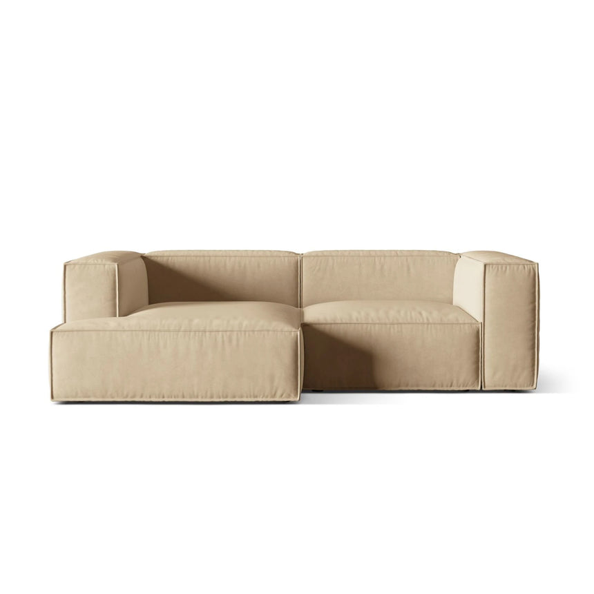 Nuria Ecksofa Links, mit Bezug aus Samt (PariBei) in Nude, 147x252 cm – Bild 1