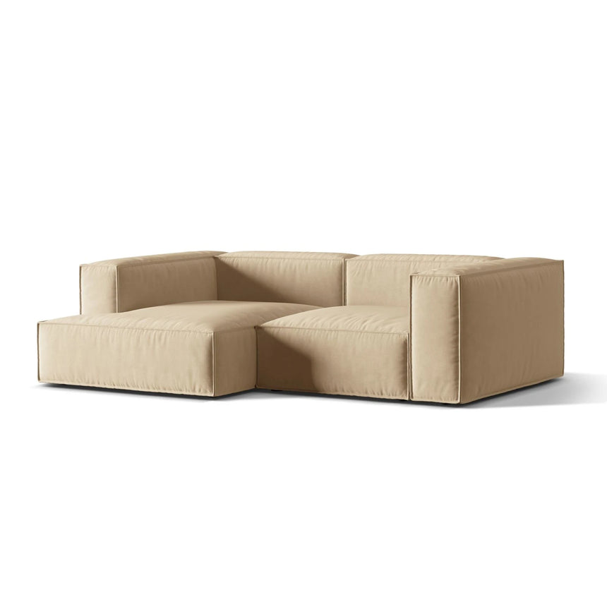 Nuria Ecksofa Links, mit Bezug aus Samt (PariBei) in Nude, 147x252 cm – Bild 3