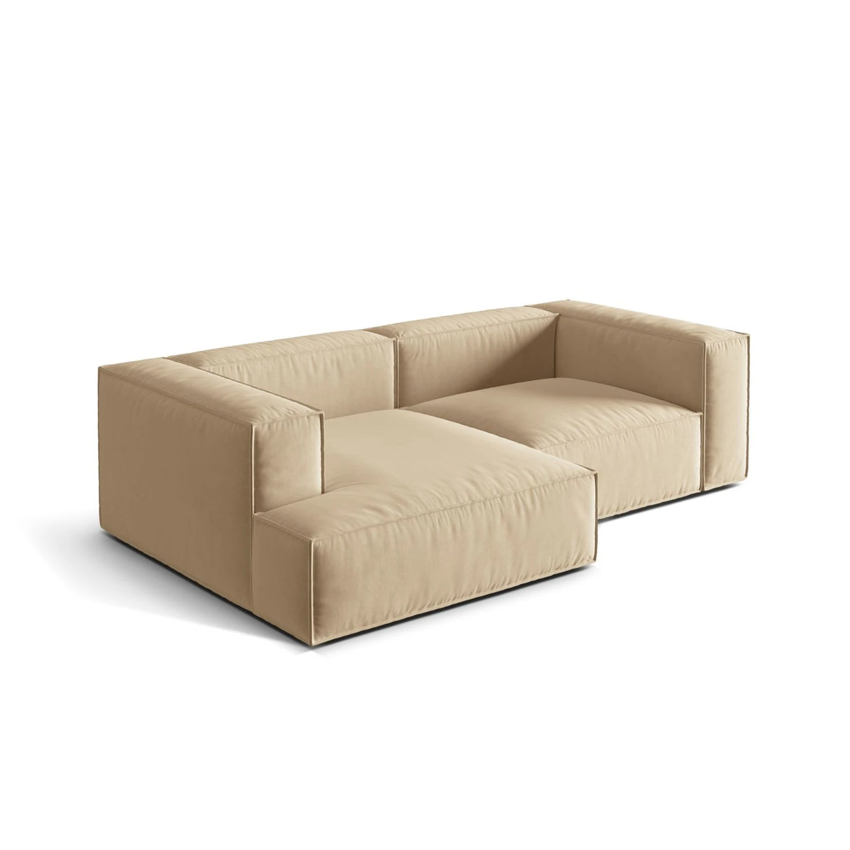 Nuria Ecksofa Links, mit Bezug aus Samt (PariBei) in Nude, 147x252 cm – Bild 4