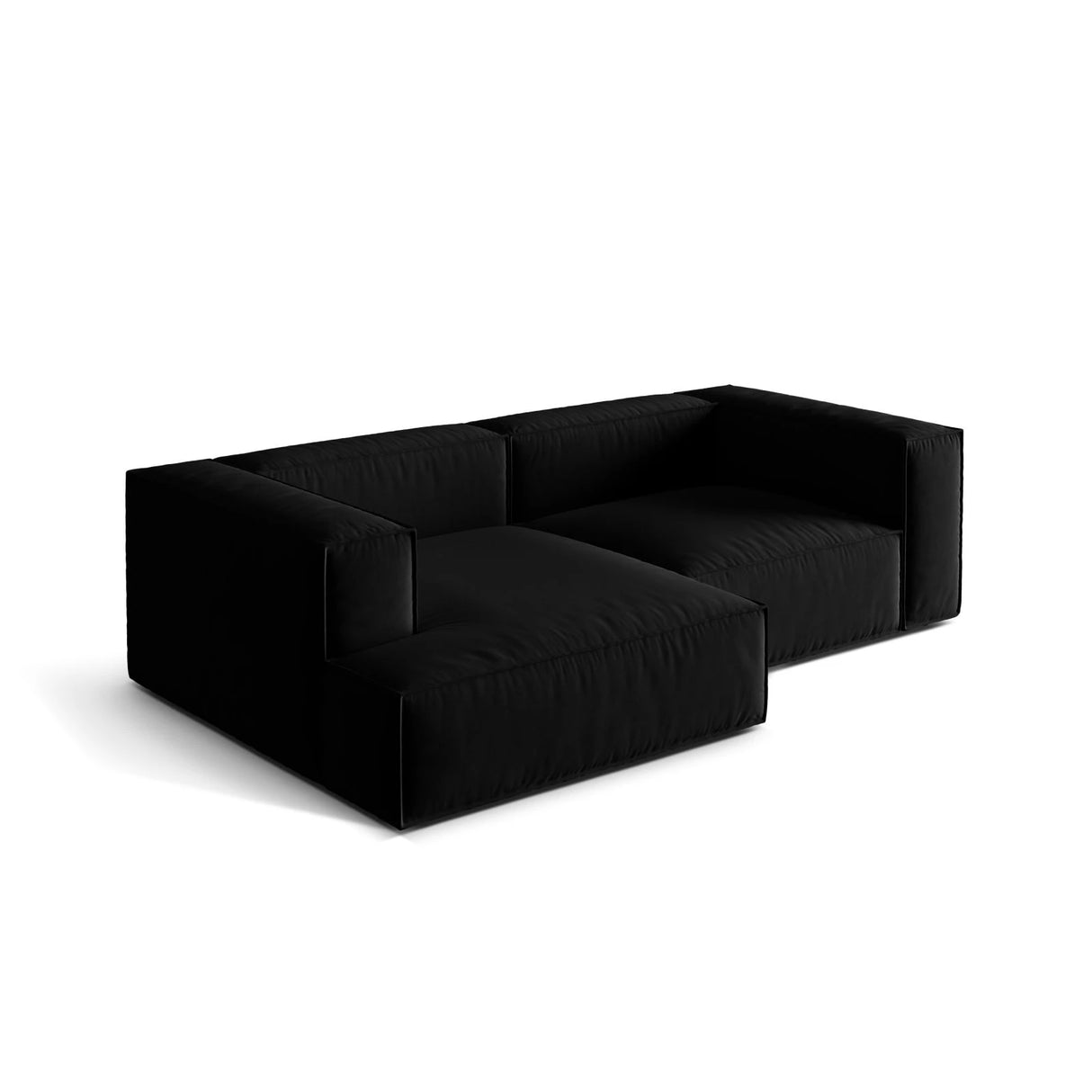 Nuria Ecksofa Links, mit Bezug aus Samt (PariBla) in Schwarz, 147x252 cm – Bild 4