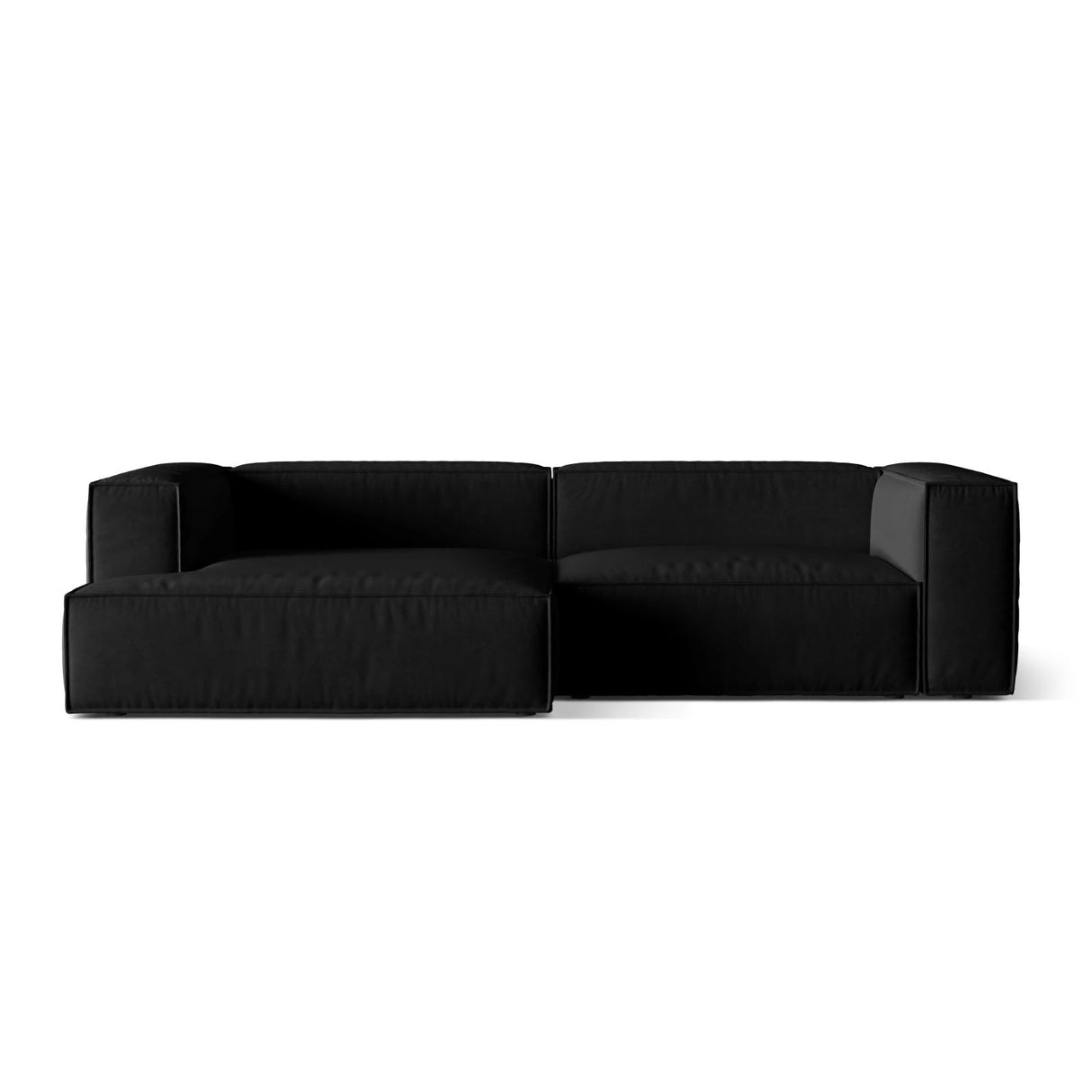 Nuria Ecksofa Links, mit Bezug aus Samt (PariBla) in Schwarz, 147x292 cm – Bild 1