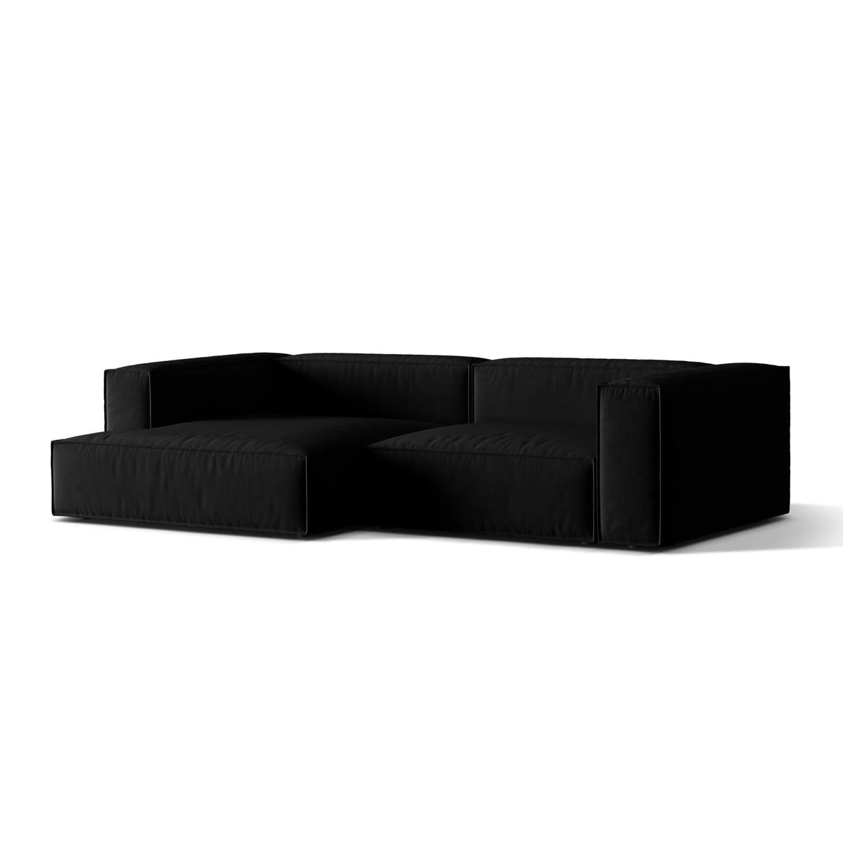 Nuria Ecksofa Links, mit Bezug aus Samt (PariBla) in Schwarz, 147x292 cm – Bild 3