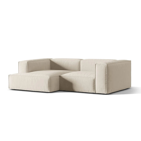 Nuria Ecksofa Links, mit Bezug aus Samt (PariCre) in Beige, 147x252 cm – Bild 3