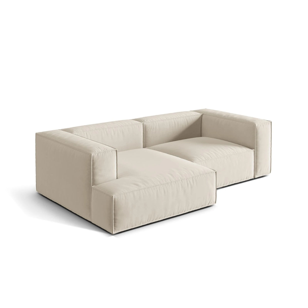 Nuria Ecksofa Links, mit Bezug aus Samt (PariCre) in Beige, 147x252 cm – Bild 4