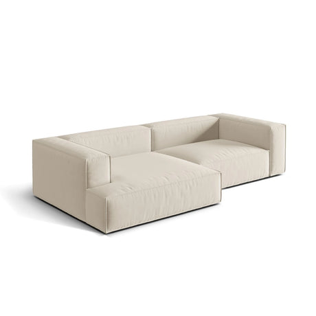 Nuria Ecksofa Links, mit Bezug aus Samt (PariCre) in Beige, 147x292 cm – Bild 4