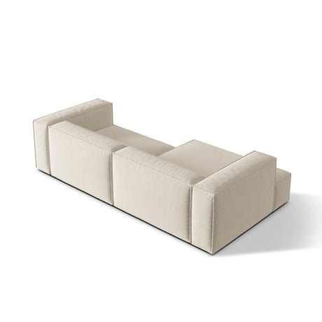 Nuria Ecksofa Links, mit Bezug aus Samt (PariCre) in Beige, 147x292 cm – Bild 5