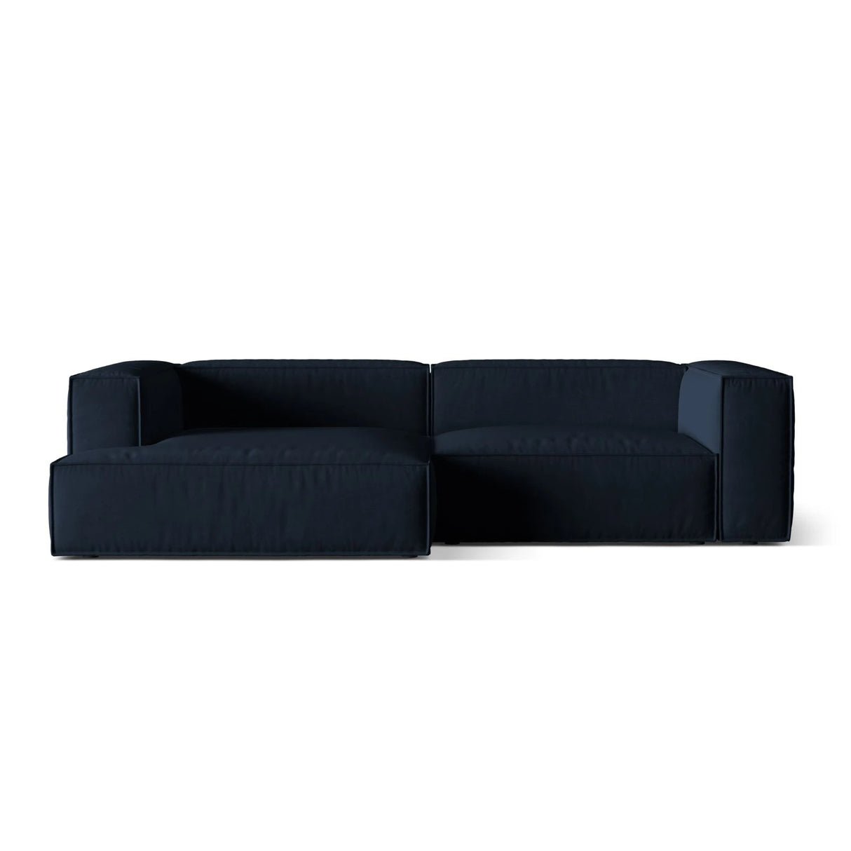 Nuria Ecksofa Links, mit Bezug aus Samt (PariDB) in Dunkelblau, 147x292 cm – Bild 1