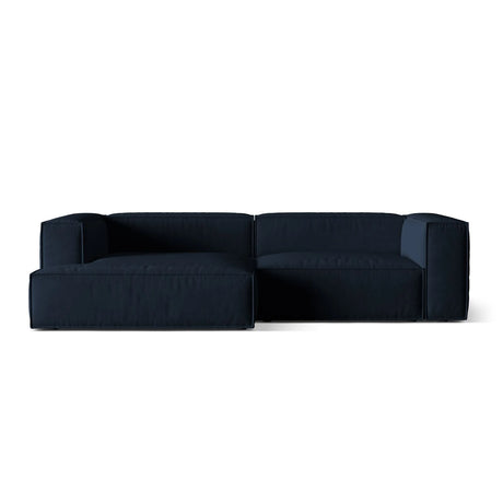 Nuria Ecksofa Links, mit Bezug aus Samt (PariDB) in Dunkelblau, 147x292 cm – Bild 1