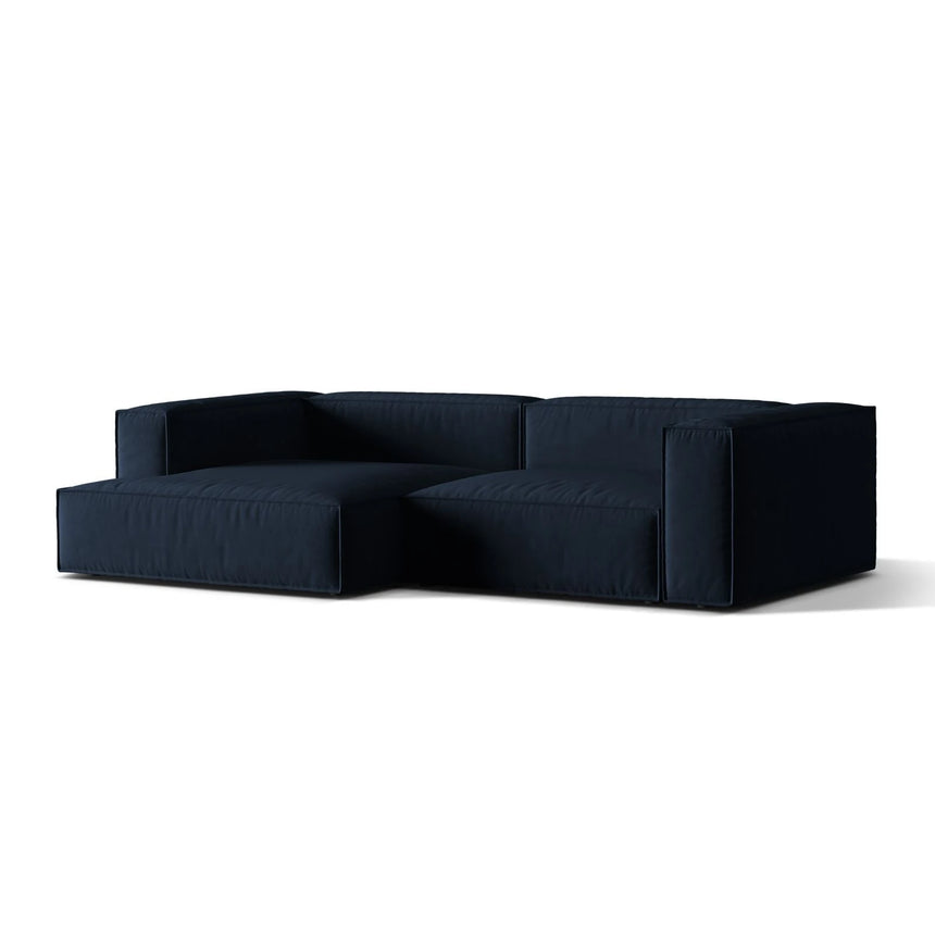 Nuria Ecksofa Links, mit Bezug aus Samt (PariDB) in Dunkelblau, 147x292 cm – Bild 3