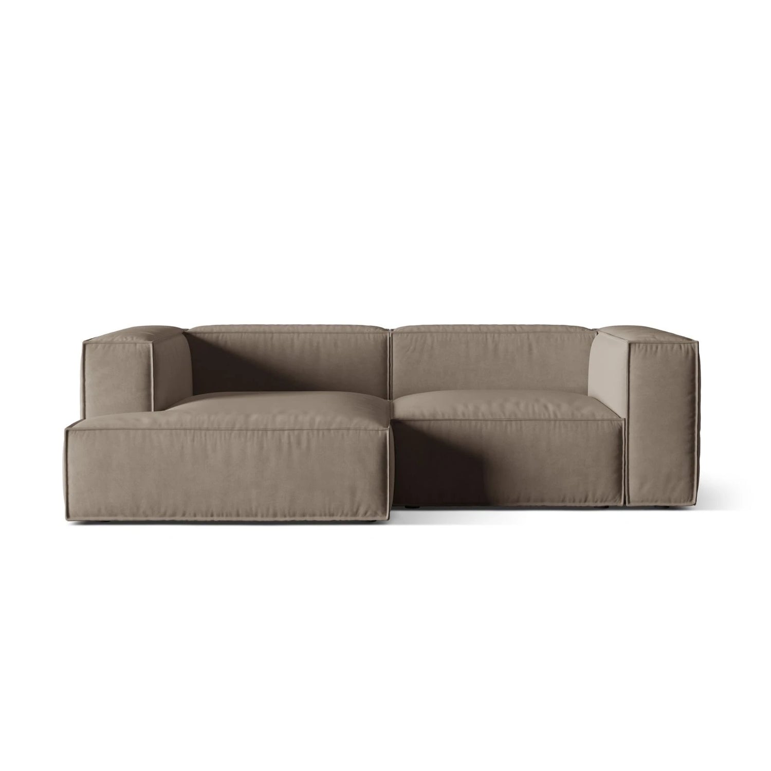 Nuria Ecksofa Links, mit Bezug aus Samt (PariKha) in Concrete, 147x252 cm – Bild 1