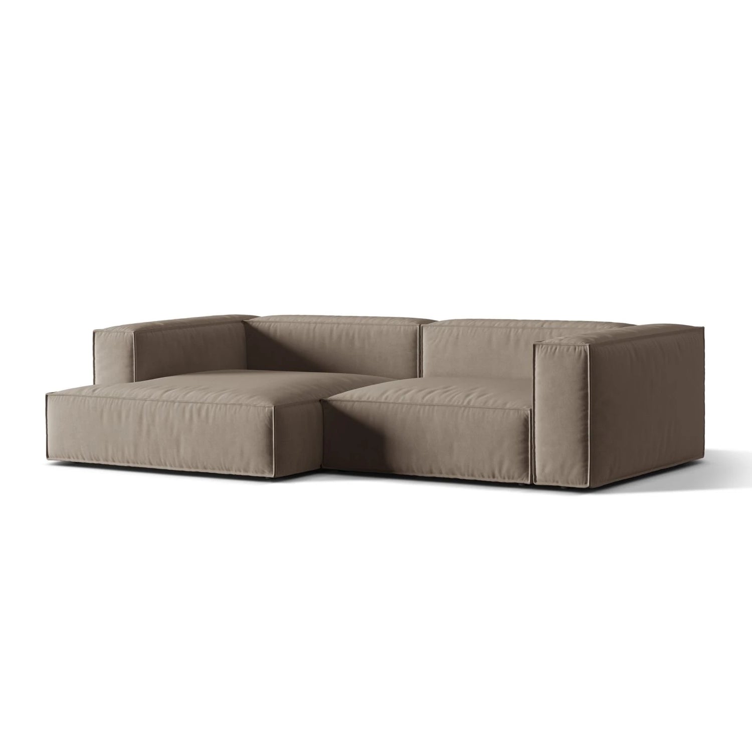 Nuria Ecksofa Links, mit Bezug aus Samt (PariKha) in Concrete, 147x292 cm – Bild 3