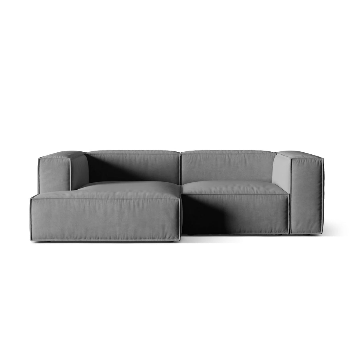 Nuria Ecksofa Links, mit Bezug aus Samt (PariSte) in Grau, 147x252 cm – Bild 1