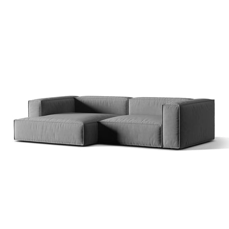 Nuria Ecksofa Links, mit Bezug aus Samt (PariSte) in Grau, 147x292 cm – Bild 3