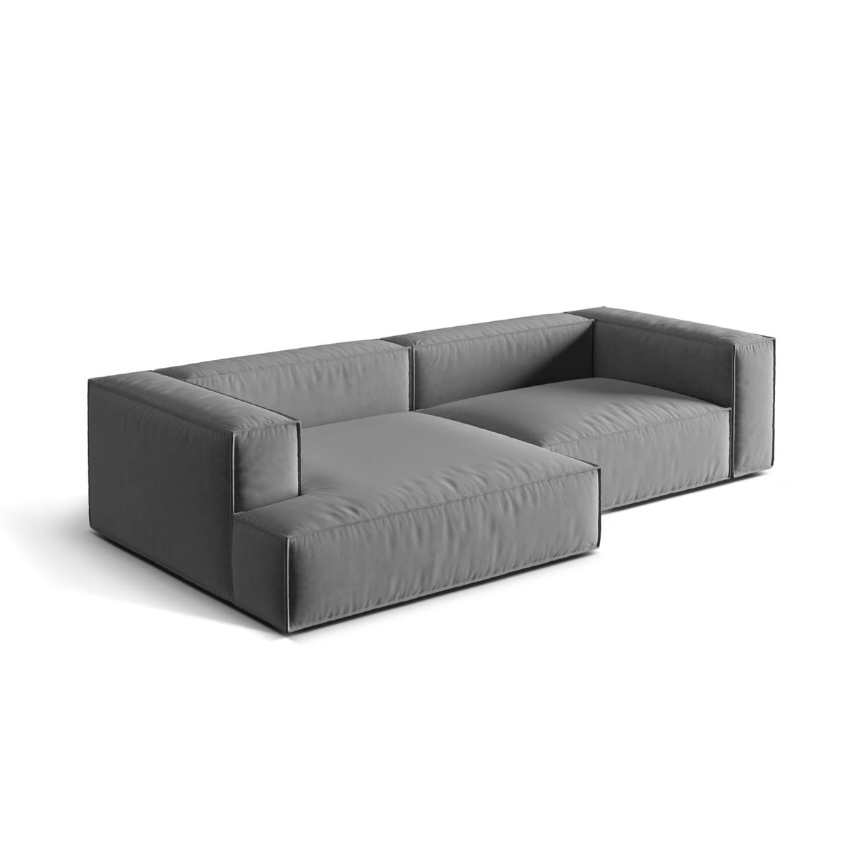 Nuria Ecksofa Links, mit Bezug aus Samt (PariSte) in Grau, 147x292 cm – Bild 4