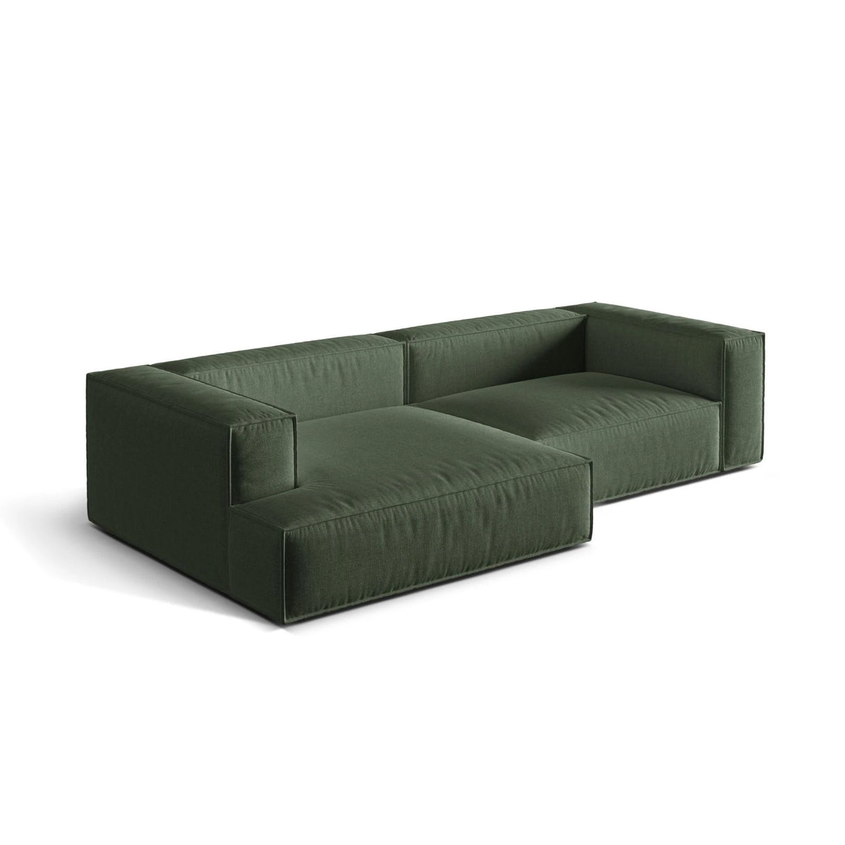 Nuria Ecksofa Links, mit Bezug aus Strukturierter Stoff (Lib12) in Moss Green, 147x292 cm – Bild 4