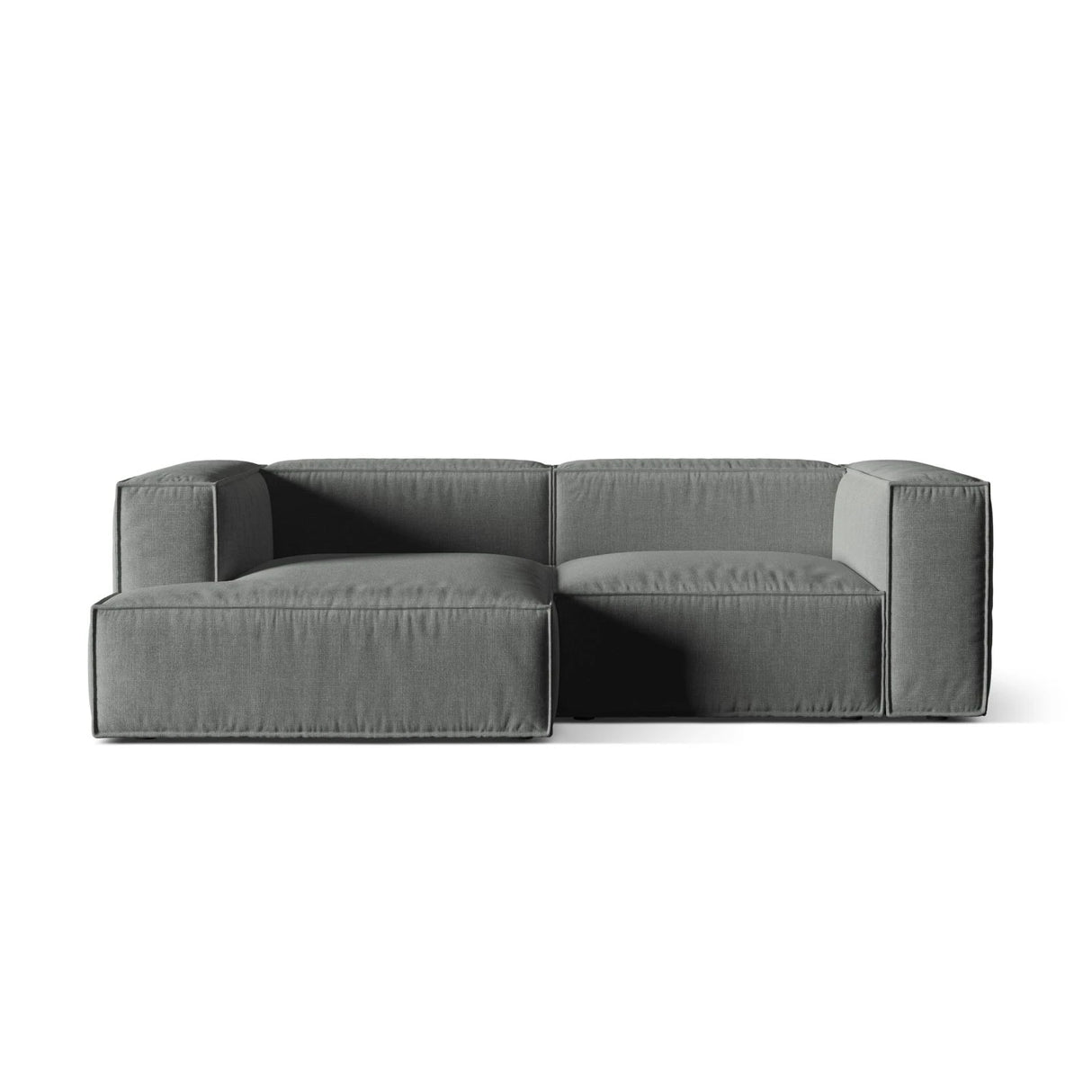 Nuria Ecksofa Links, mit Bezug aus Strukturierter Stoff (Lib20) in Grau, 147x252 cm – Bild 1