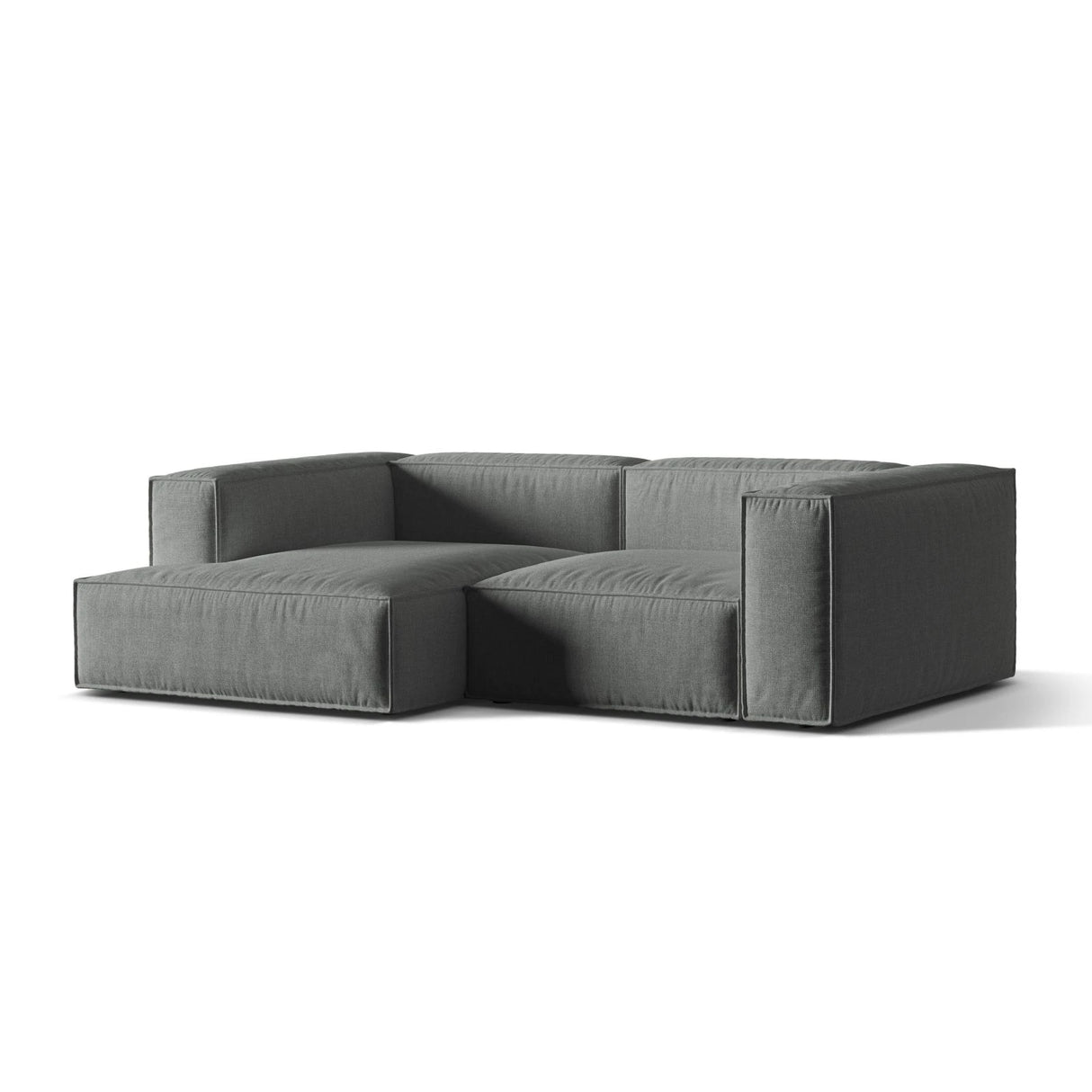 Nuria Ecksofa Links, mit Bezug aus Strukturierter Stoff (Lib20) in Grau, 147x252 cm – Bild 3