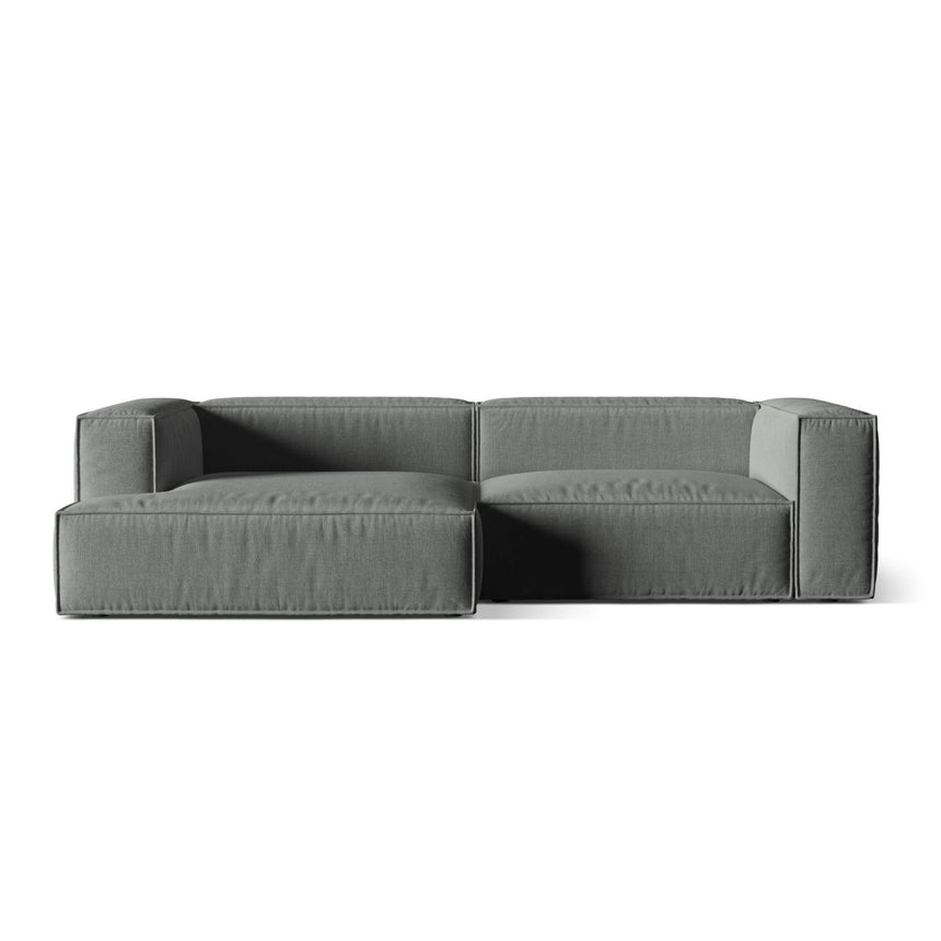 Nuria Ecksofa Links, mit Bezug aus Strukturierter Stoff (Lib20) in Grau, 147x292 cm – Bild 1
