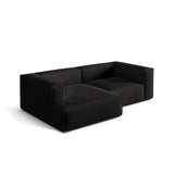 Nuria Ecksofa Links, mit Bezug aus Strukturierter Stoff (Lib22) in Schwarz, 147x252 cm – Bild 4