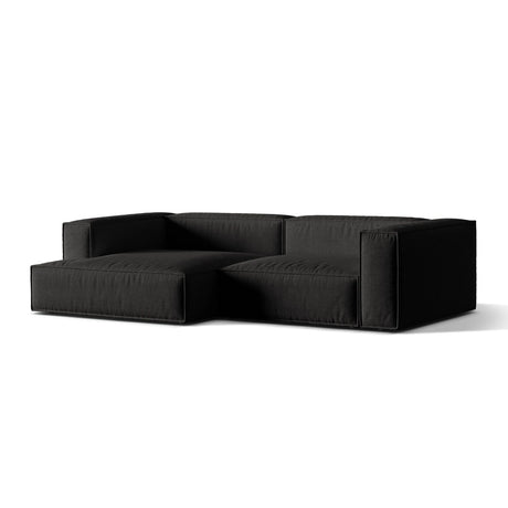 Nuria Ecksofa Links, mit Bezug aus Strukturierter Stoff (Lib22) in Schwarz, 147x292 cm – Bild 3