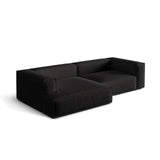 Nuria Ecksofa Links, mit Bezug aus Strukturierter Stoff (Lib22) in Schwarz, 147x292 cm – Bild 4