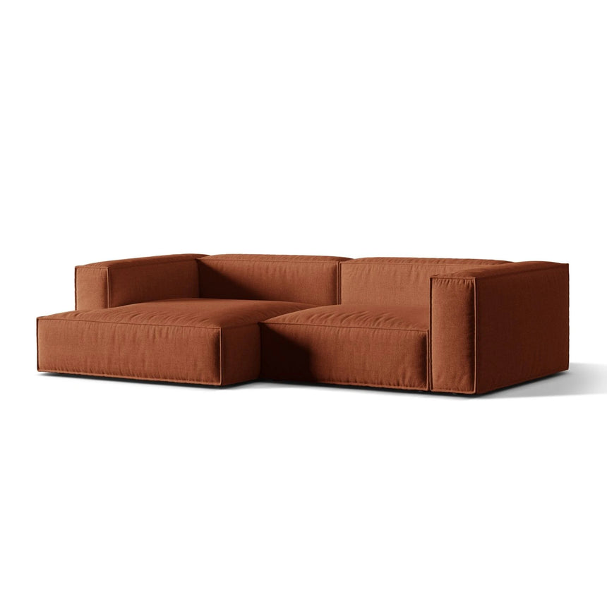 Nuria Ecksofa Links, mit Bezug aus Strukturierter Stoff (Lib9) in Ziegel, 147x292 cm – Bild 3
