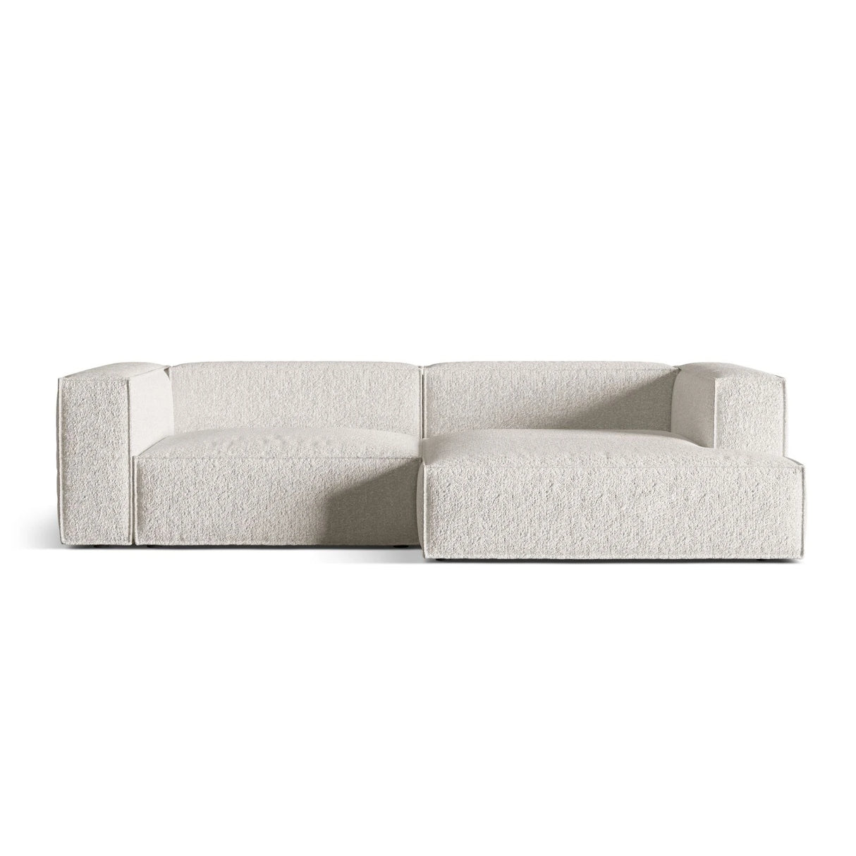 Nuria Ecksofa Rechts, mit Bezug aus Boucle (MonPea) in Grey Beige Melange, 147x292 cm – Bild 1