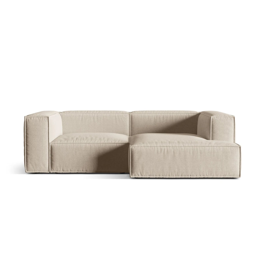 Nuria Ecksofa Rechts, mit Bezug aus Samt, Boucle oder Strukturstoff, 147x252 cm – Bild 1