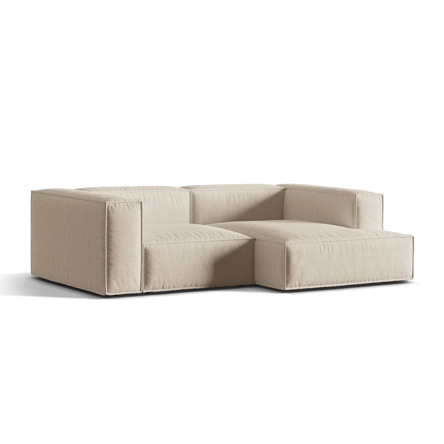 Nuria Ecksofa Rechts, mit Bezug aus Samt, Boucle oder Strukturstoff, 147x252 cm – Bild 3