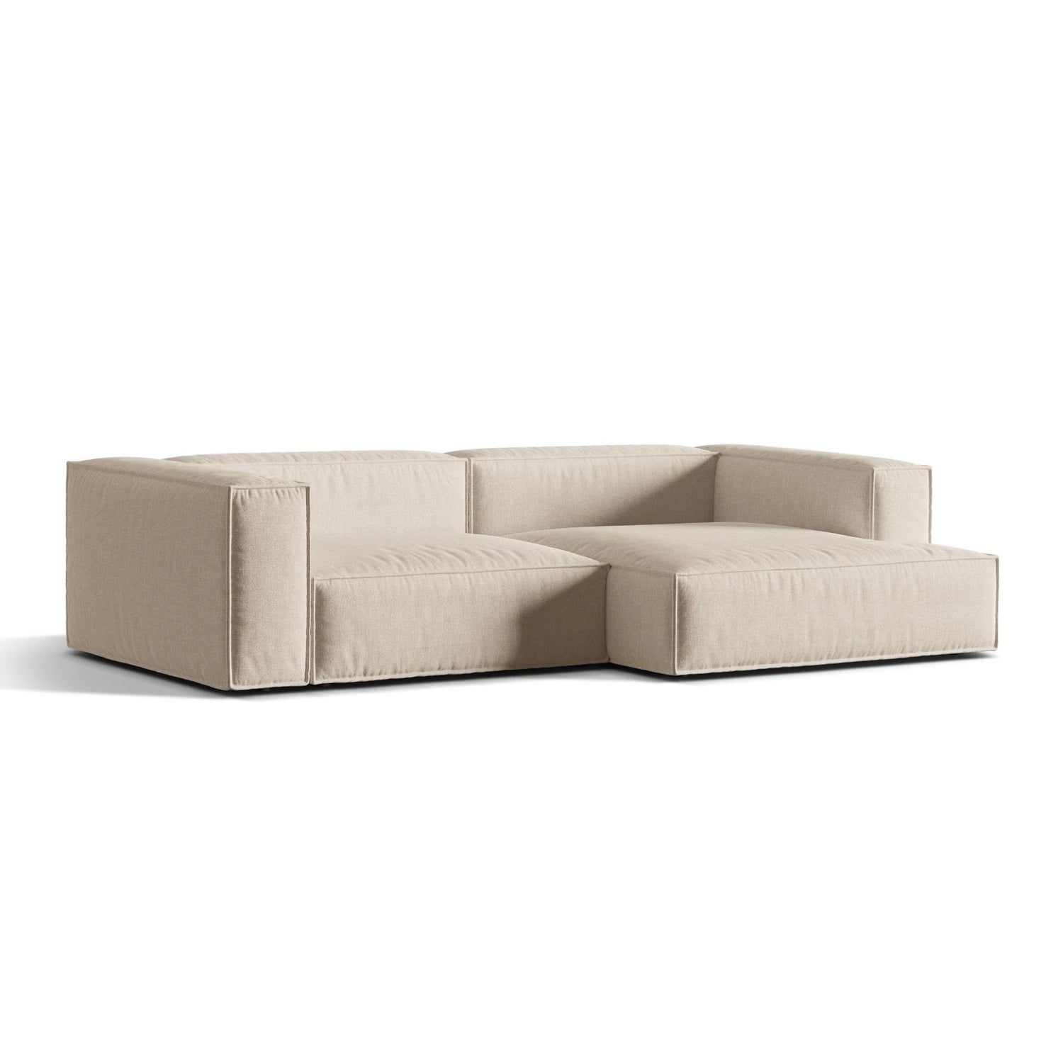 Nuria Ecksofa Rechts, mit Bezug aus Samt, Boucle oder Strukturstoff, 147x292 cm – Bild 3