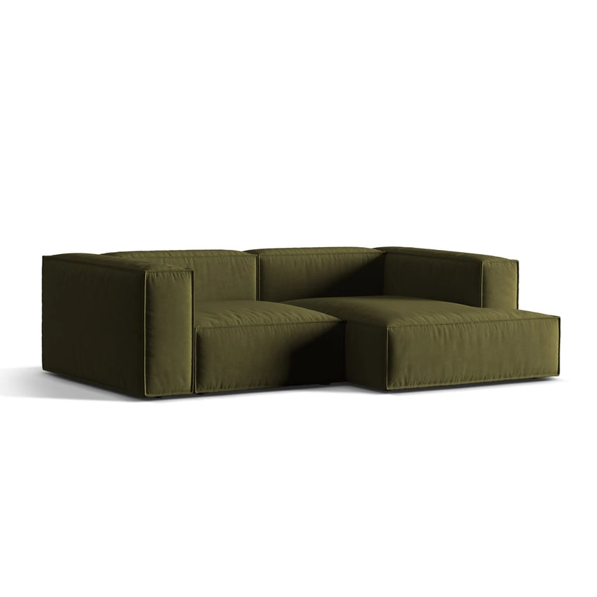 Nuria Ecksofa Rechts, mit Bezug aus Samt (ParFor) in Moss Green Melange, 147x252 cm – Bild 3