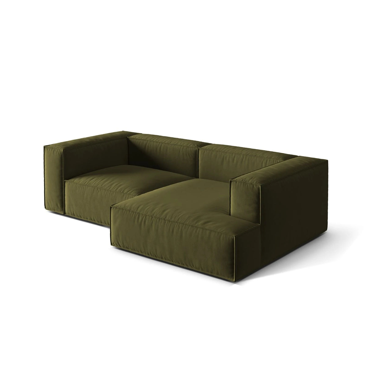 Nuria Ecksofa Rechts, mit Bezug aus Samt (ParFor) in Moss Green Melange, 147x252 cm – Bild 4
