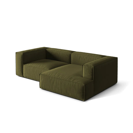 Nuria Ecksofa Rechts, mit Bezug aus Samt (ParFor) in Moss Green Melange, 147x252 cm – Bild 4