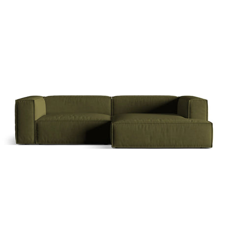 Nuria Ecksofa Rechts, mit Bezug aus Samt (ParFor) in Moss Green Melange, 147x292 cm – Bild 1