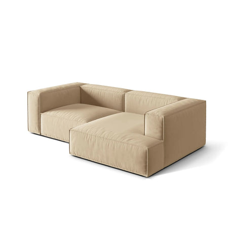 Nuria Ecksofa Rechts, mit Bezug aus Samt (PariBei) in Nude, 147x252 cm – Bild 4