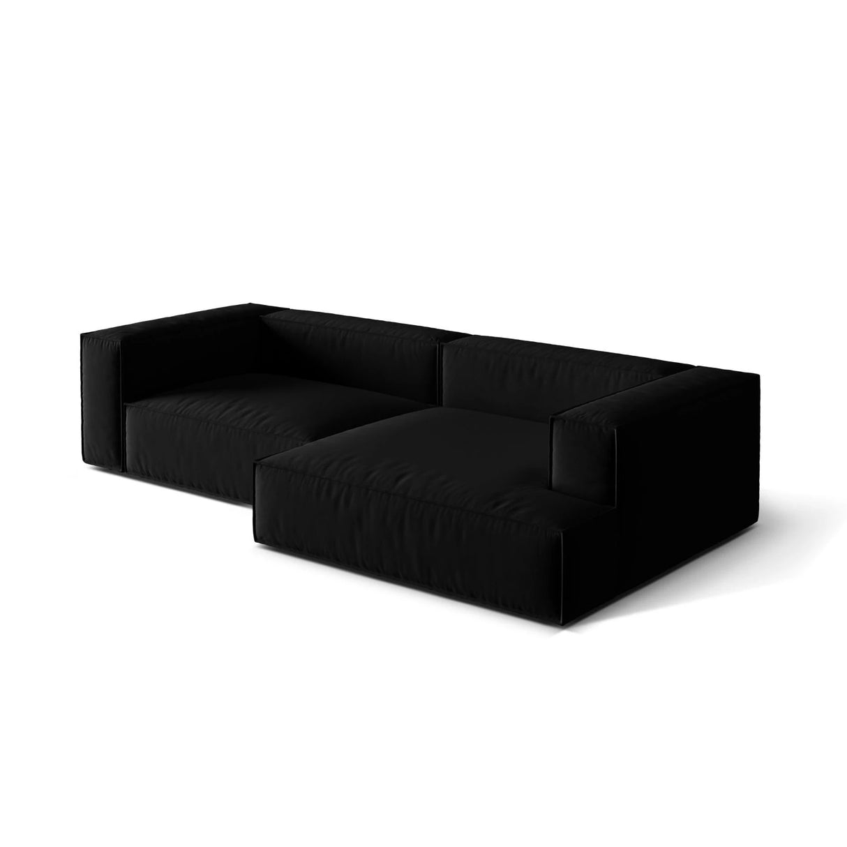 Nuria Ecksofa Rechts, mit Bezug aus Samt (PariBla) in Schwarz, 147x292 cm – Bild 4