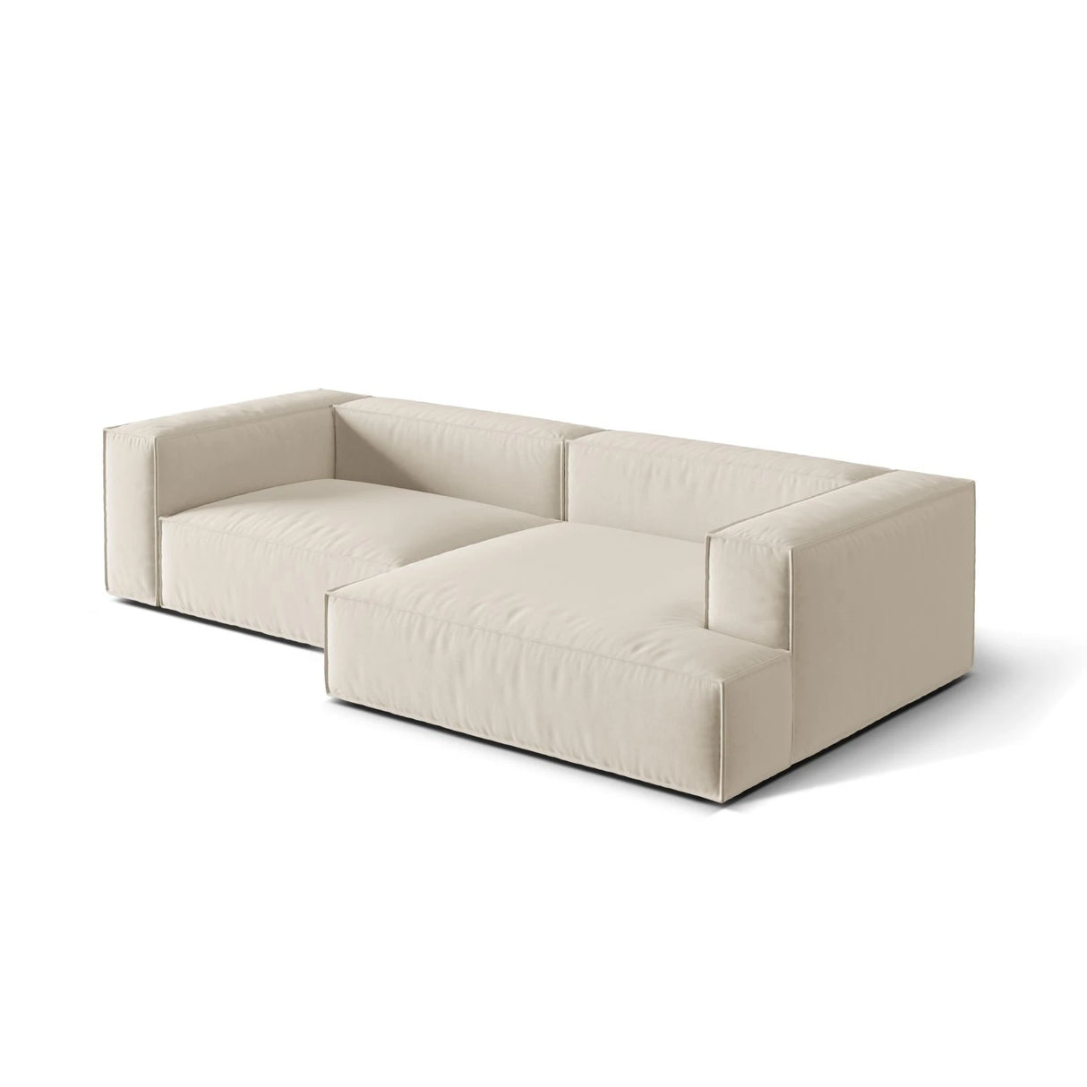 Nuria Ecksofa Rechts, mit Bezug aus Samt (PariCre) in Beige, 147x292 cm – Bild 4
