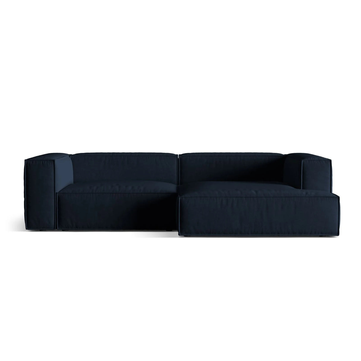 Nuria Ecksofa Rechts, mit Bezug aus Samt (PariDB) in Dunkelblau, 147x292 cm – Bild 1