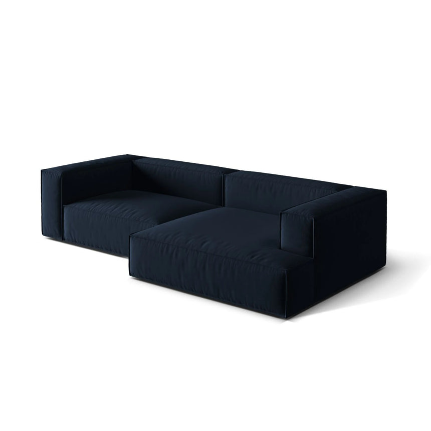 Nuria Ecksofa Rechts, mit Bezug aus Samt (PariDB) in Dunkelblau, 147x292 cm – Bild 4