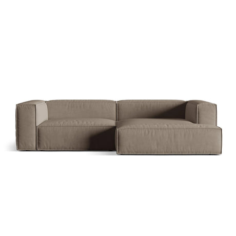 Nuria Ecksofa Rechts, mit Bezug aus Samt (PariKha) in Concrete, 147x292 cm – Bild 1