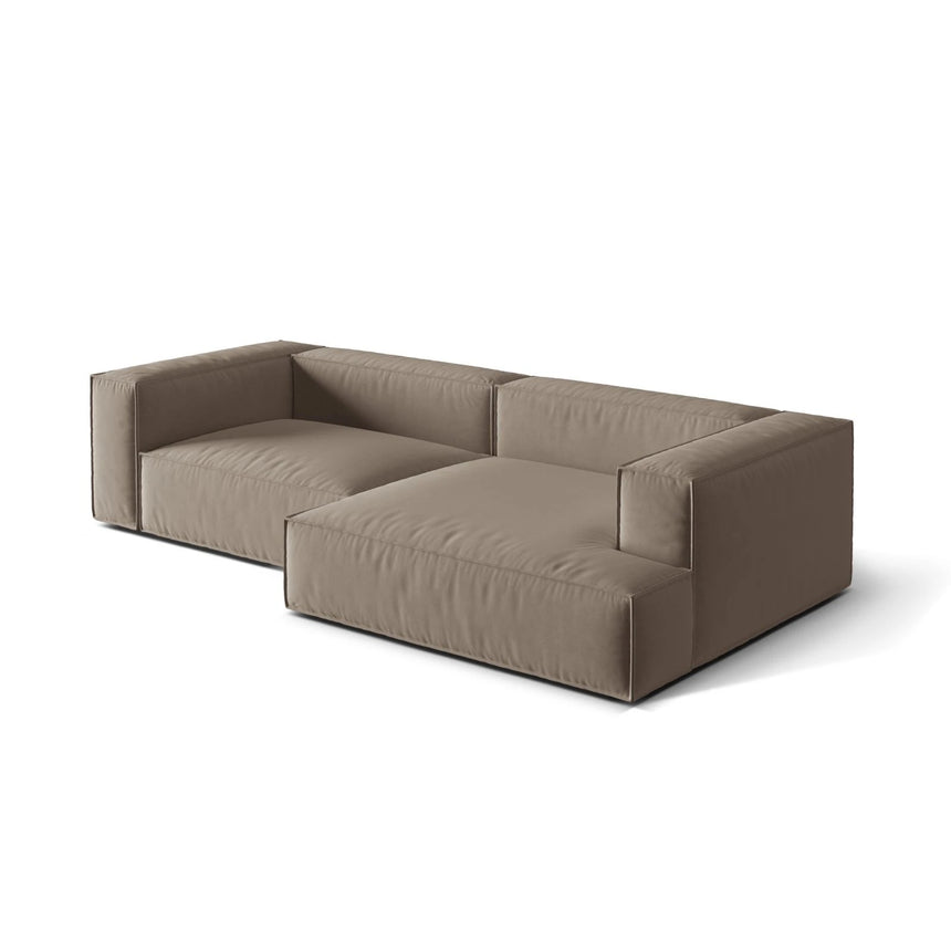 Nuria Ecksofa Rechts, mit Bezug aus Samt (PariKha) in Concrete, 147x292 cm – Bild 4