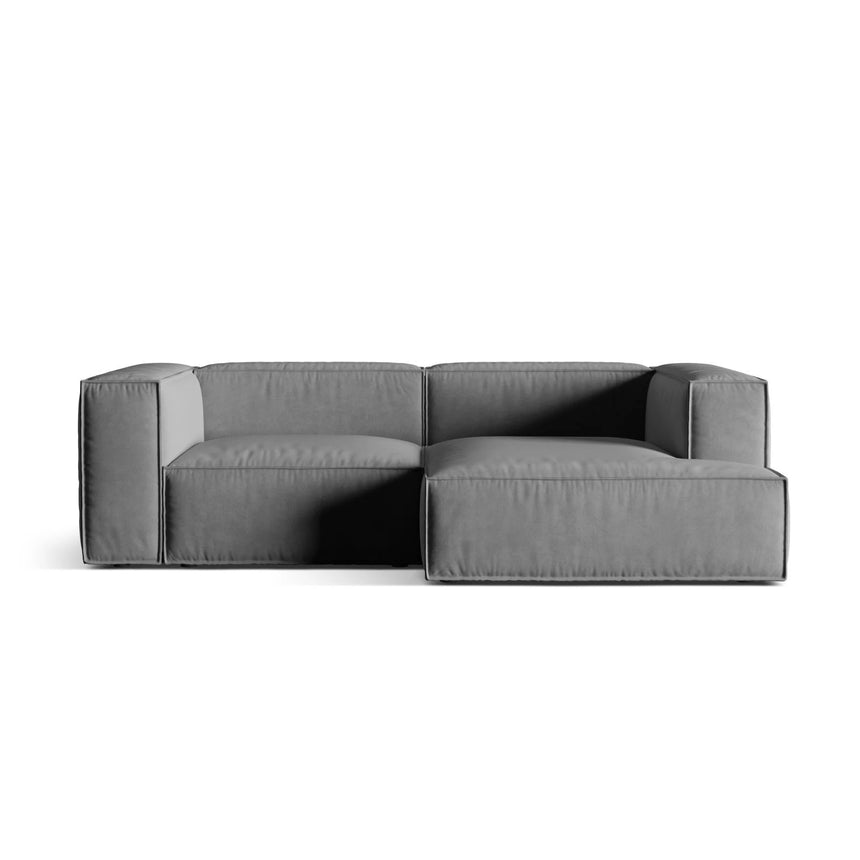 Nuria Ecksofa Rechts, mit Bezug aus Samt (PariSte) in Grau, 147x252 cm – Bild 1