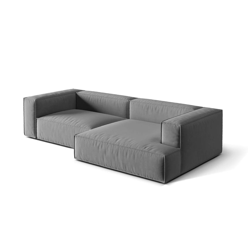 Nuria Ecksofa Rechts, mit Bezug aus Samt (PariSte) in Grau, 147x292 cm – Bild 4