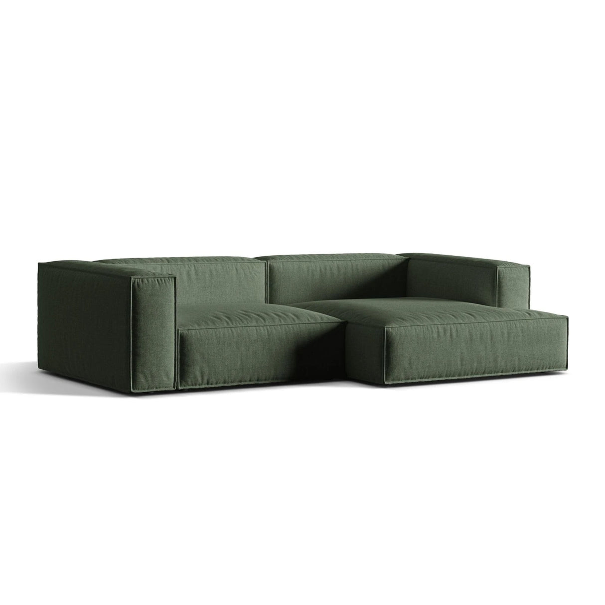 Nuria Ecksofa Rechts, mit Bezug aus Strukturierter Stoff (Lib12) in Moss Green, 147x292 cm – Bild 3