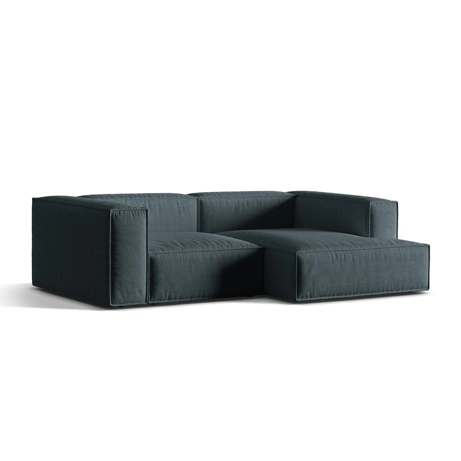 Nuria Ecksofa Rechts, mit Bezug aus Strukturierter Stoff (Lib13) in Deep Petrol, 147x252 cm – Bild 3
