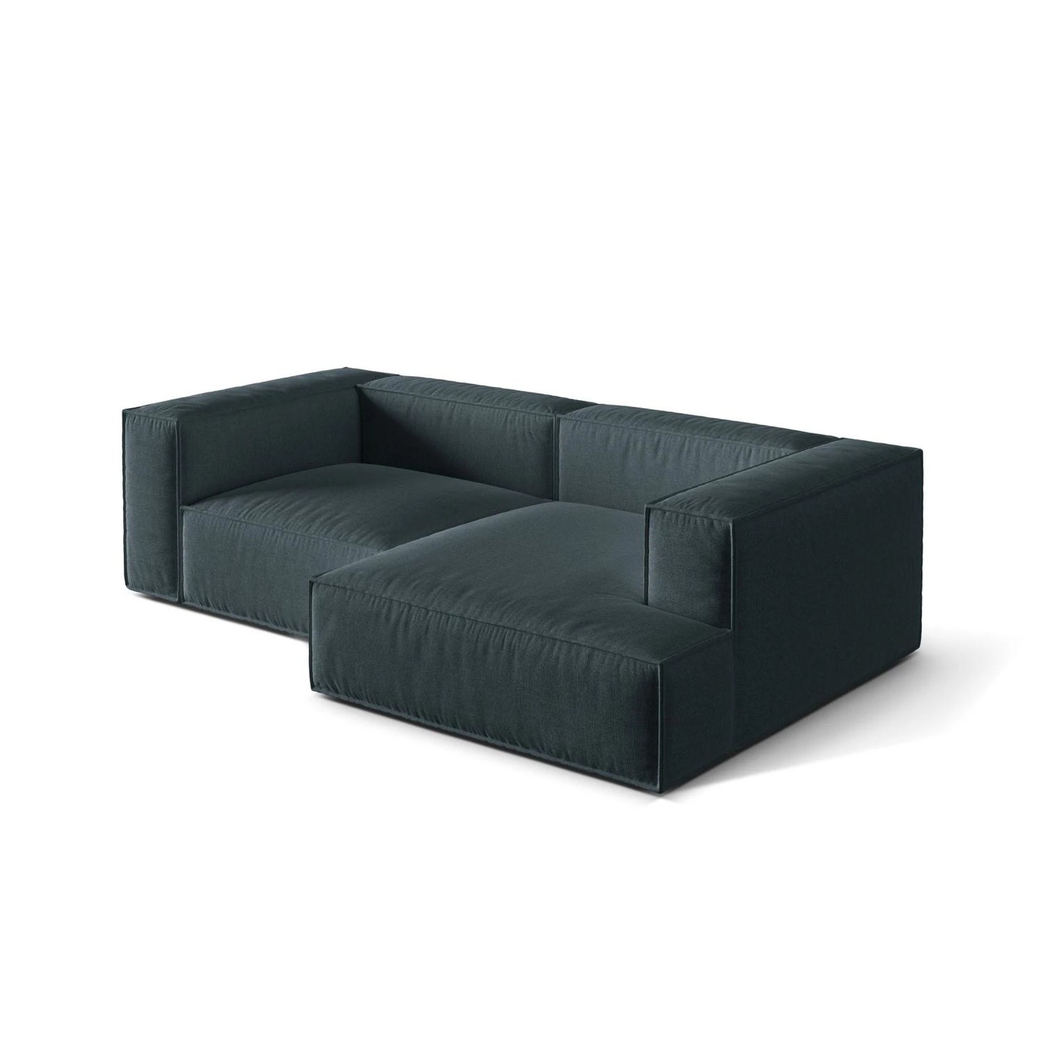 Nuria Ecksofa Rechts, mit Bezug aus Strukturierter Stoff (Lib13) in Deep Petrol, 147x252 cm – Bild 4