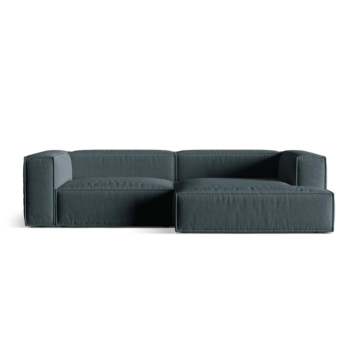 Nuria Ecksofa Rechts, mit Bezug aus Strukturierter Stoff (Lib13) in Deep Petrol, 147x292 cm – Bild 1